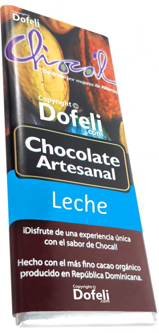 Milk chocolate bar crafted in Dominican Republic by Chocal with organic cocoa and traditional methods.